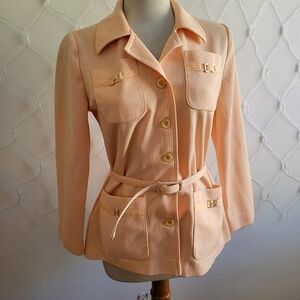 Vintage Suit Jacket / Pastel Peach / Size 14